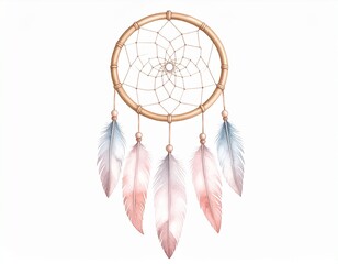 Watercolor Dreamcatcher with Feathers &ndash; Still a favorite in boho-inspired decor