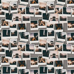 photographic polaroids scattered in a grid