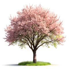 Fototapeta premium Isolated backlit classical deciduous cherry tree on white background