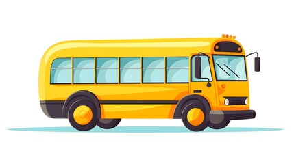 Colorful Cartoon School Bus Icon Flat Style Vector Illustration for Educational Designs