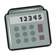 Grey cartoon style calculator. Vector