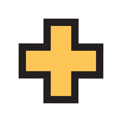 Yellow outlined math plus. Vector