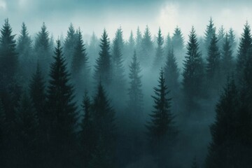 Fototapeta premium Serene winter wonderland in the forest captured during a snowstorm for seasonal design inspiration