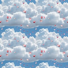 soft clouds and scattered petals
