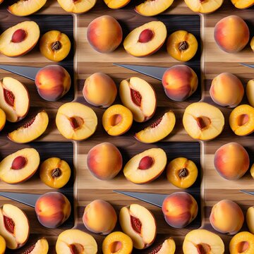 sliced peaches and apricots on board