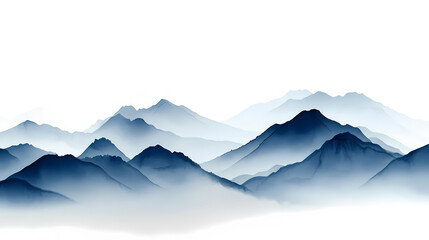Fototapeta premium Misty Mountainscape in Ink Wash Style
