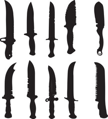 Silhouette of Knives Vector Art Collection | Sharp Blade Graphics