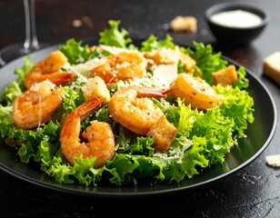 Caesar salad with shrimp.