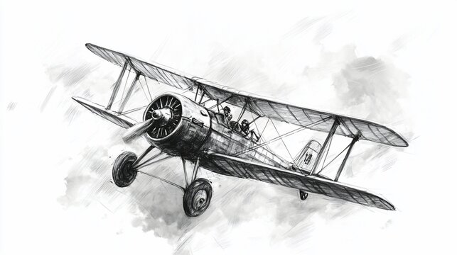 Vintage biplane in flight