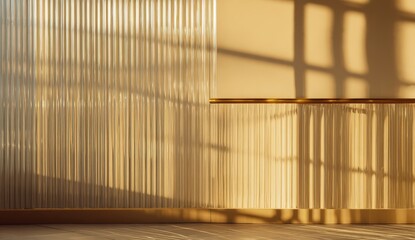 Warm sunlight casting geometric shadows on a textured wall.