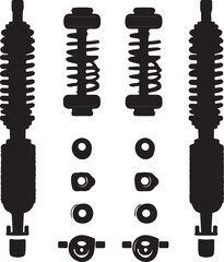 Black and White Car Shock Absorber Kit Illustration