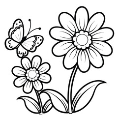 Printable Butterfly and Flower  Coloring Page