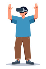 Young Man VR Headset Immersive Virtual Reality Experience