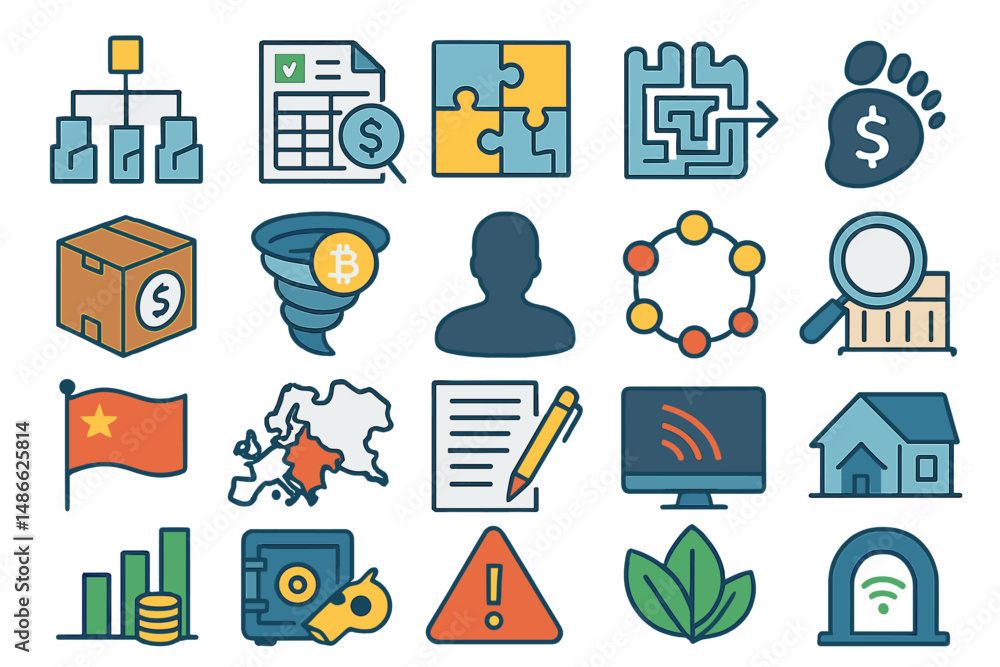 Poster conceptual representation of data analysis, finance, and teamwork in a digital environment featuring