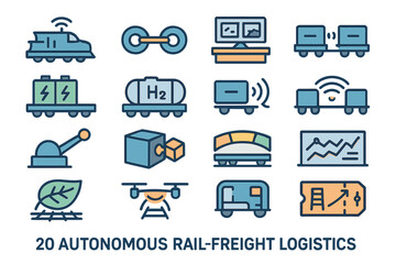 Innovations in autonomous rail freight logistics featuring various components and technologies