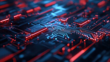 Abstract Representation of Digital Transformation in Finance with Circuit Pattern and Colorful Lights