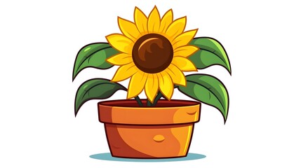 Obraz premium Sunflower Plant in Pot Logo Vector Illustration for Design Projects