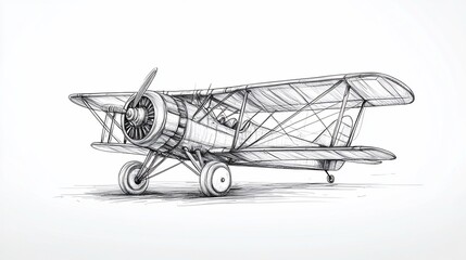 Vintage biplane drawing