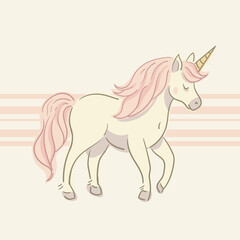 Cute Cartoon Unicorn Character Vector Illustration