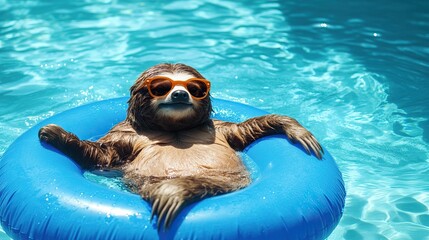 Sloth Relaxing in Pool