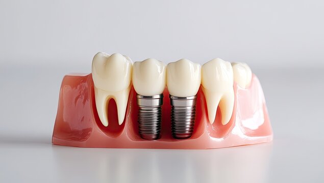 Dental implants in a model jaw