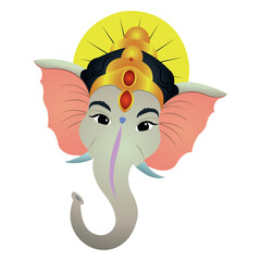 Ganesha head cartoon style. Vector
