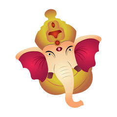 Ganesha head cartoon style. Vector