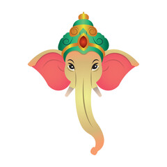 Ganesha head cartoon style. Vector