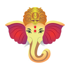 Ganesha head cartoon style. Vector