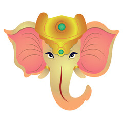 Ganesha head cartoon style. Vector