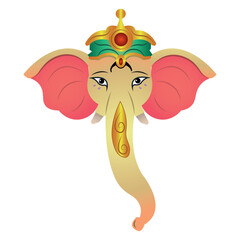 Ganesha head cartoon style. Vector
