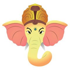 Ganesha head cartoon style. Vector