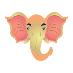 Cute elephant face cartoon. Vector