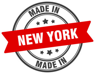 Made in New York round sign. Made in New York stamp.