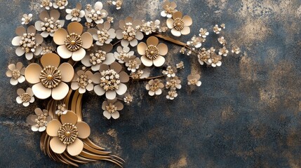 Ornate floral design on a textured backdrop.