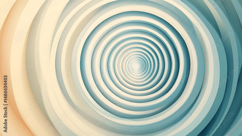 Poster concentric radiance: a gradient circle tunnel of ethereal light and shadows