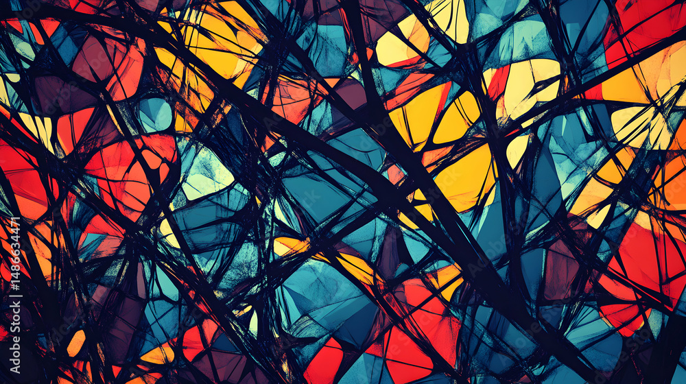 Poster colorful mosaic pattern background with abstract geometric shapes overlay