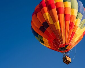 Colorful Hot Air Balloon in Blue Sky.
