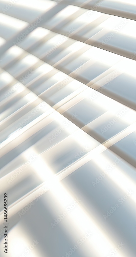 Poster abstract, light-filled, white geometric pattern with diagonal lines and subtle shadows