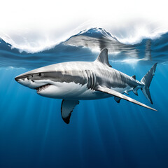 Obraz premium Drawing_of_a_Great_White_Shark_Swimming_the_Ocean