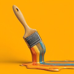 Paint brush with dripping colorful paint illustration