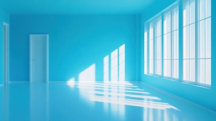 Obraz premium Empty, brightly colored interior space with sunlight.