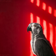 Obraz premium parrot in red background