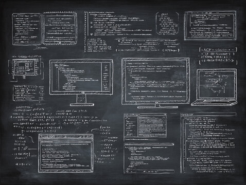 Programming and Software Development: Coding Languages and Web Development Interface on Computer Screen