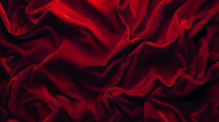 Fototapeta premium Luxurious Red Velvet Draped Fabric Texture Background
