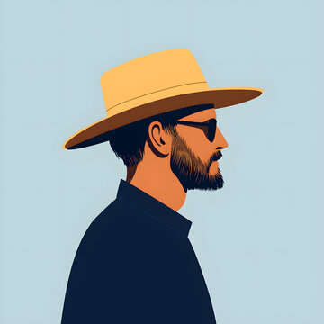 Traditional Amish adult man with hat flat vector illustration for professional projects