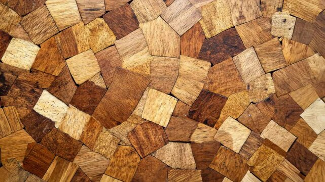 Textured Coconut Husk Tile: An up-close view showcases a mosaic of coconut husk tiles, each piece a unique testament to the organic beauty of natural materials. A textural pattern of warm earth tones.