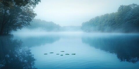 Misty Morning on the Still Lake