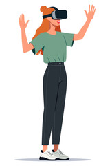 Woman VR Headset Immersive Virtual Reality Experience