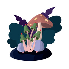 Colorful fantasy mushrooms set. Vector